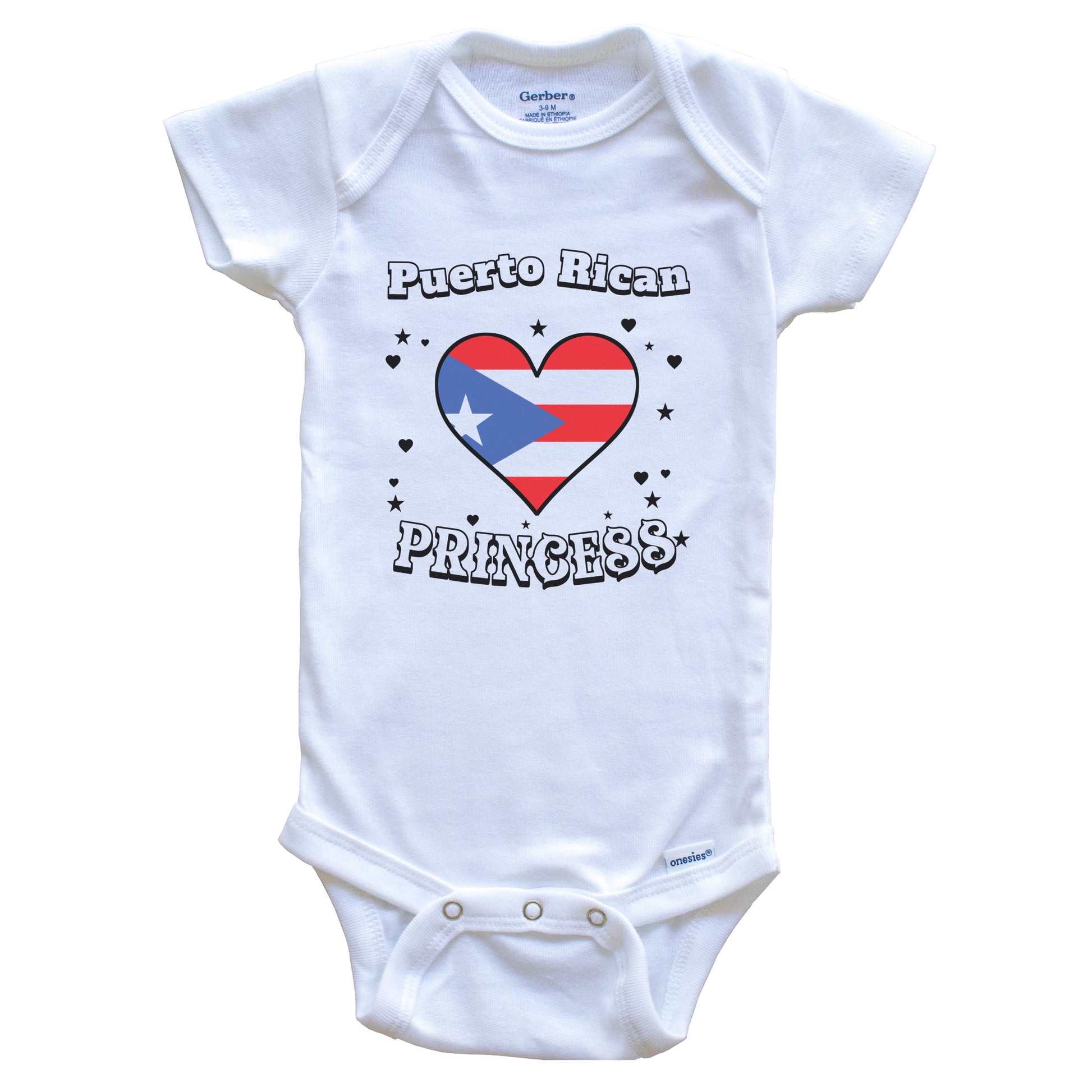 Puerto Rican Princess Puerto Rico Flag Heart Baby Girl Bodysuit