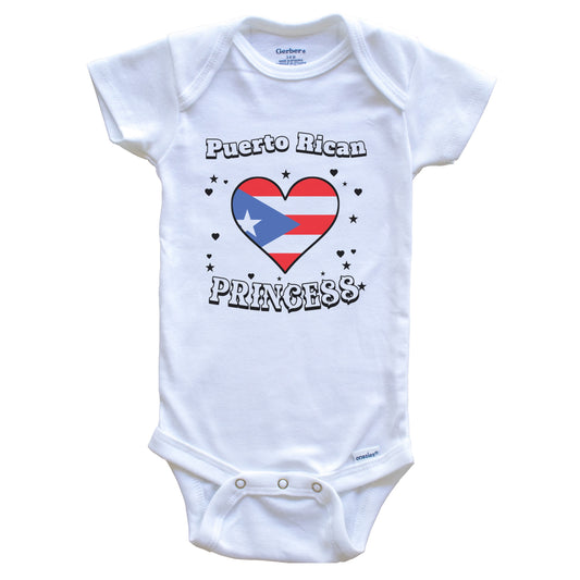 Puerto Rican Princess Puerto Rico Flag Heart Baby Girl Bodysuit