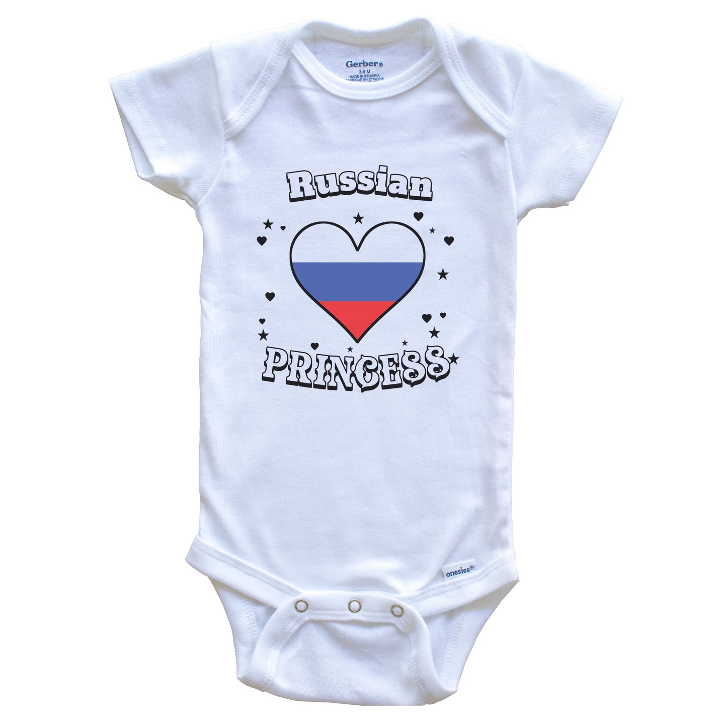 Russian Princess Russia Flag Heart Baby Girl Bodysuit