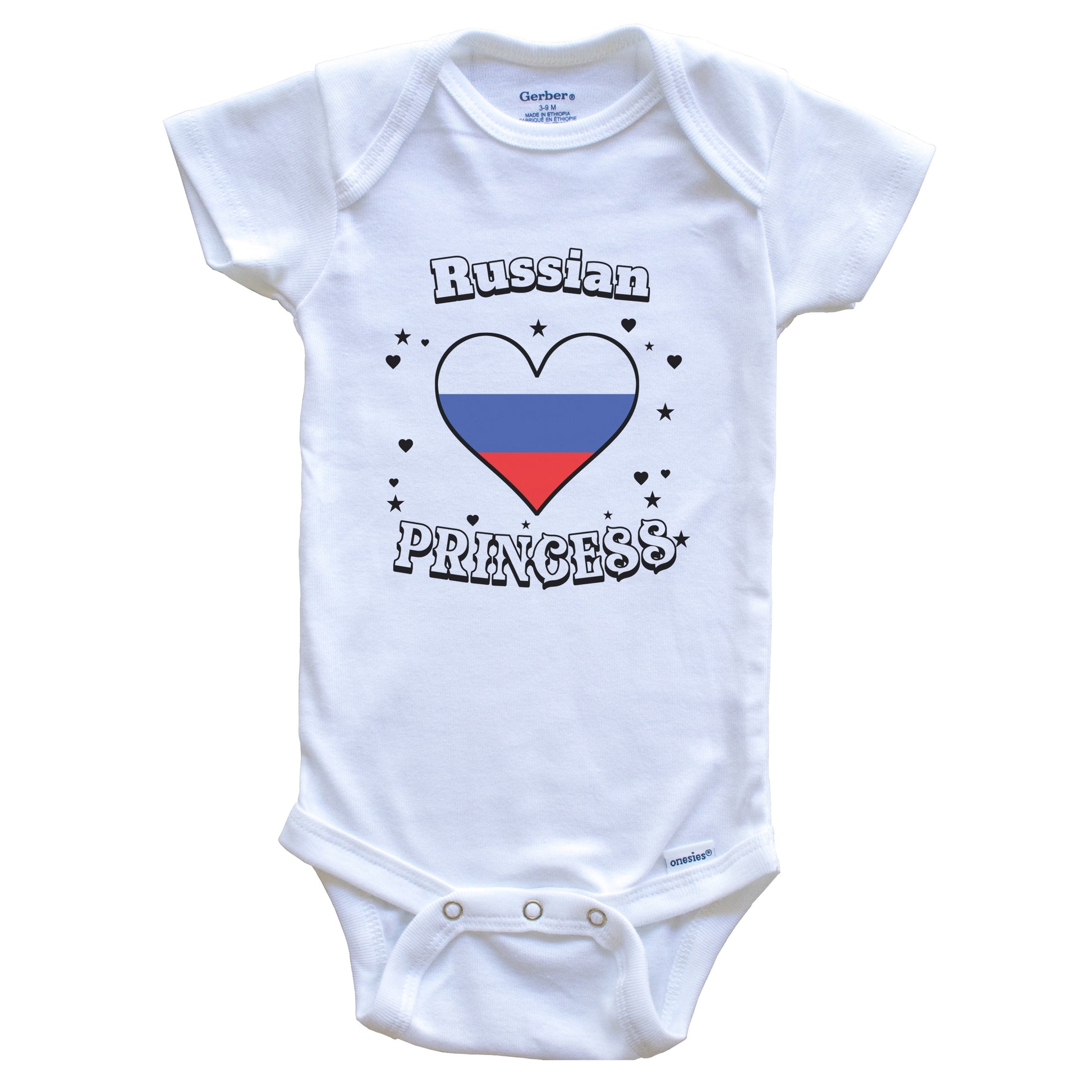 Russian Princess Russia Flag Heart Baby Girl Bodysuit
