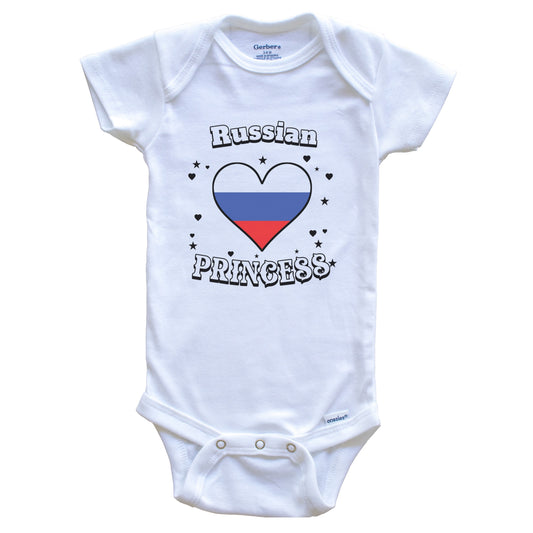 Russian Princess Russia Flag Heart Baby Girl Bodysuit