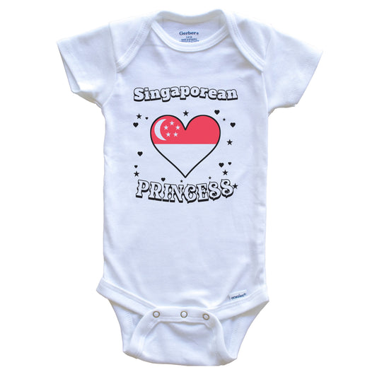 Singaporean Princess Singapore Flag Heart Baby Girl Bodysuit