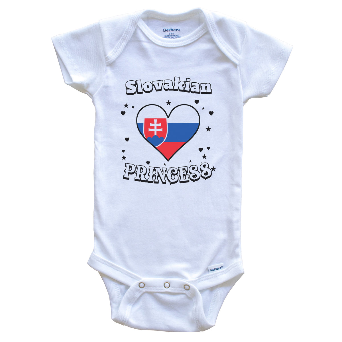 Slovakian Princess Slovakia Flag Heart Baby Girl Bodysuit
