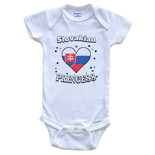 Slovakian Princess Slovakia Flag Heart Baby Girl Bodysuit