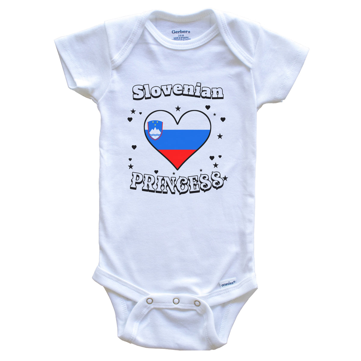 Slovenian Princess Slovenia Flag Heart Baby Girl Bodysuit