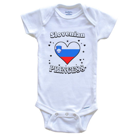 Slovenian Princess Slovenia Flag Heart Baby Girl Bodysuit