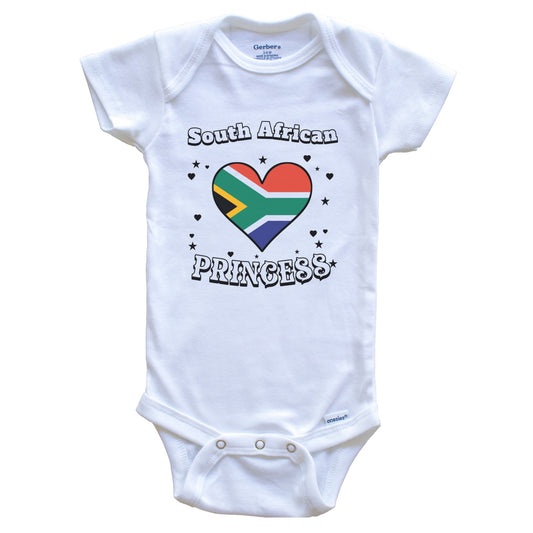 South African Princess South Africa Flag Heart Baby Girl Bodysuit