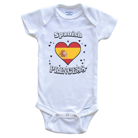 Spanish Princess Spain Flag Heart Baby Girl Bodysuit