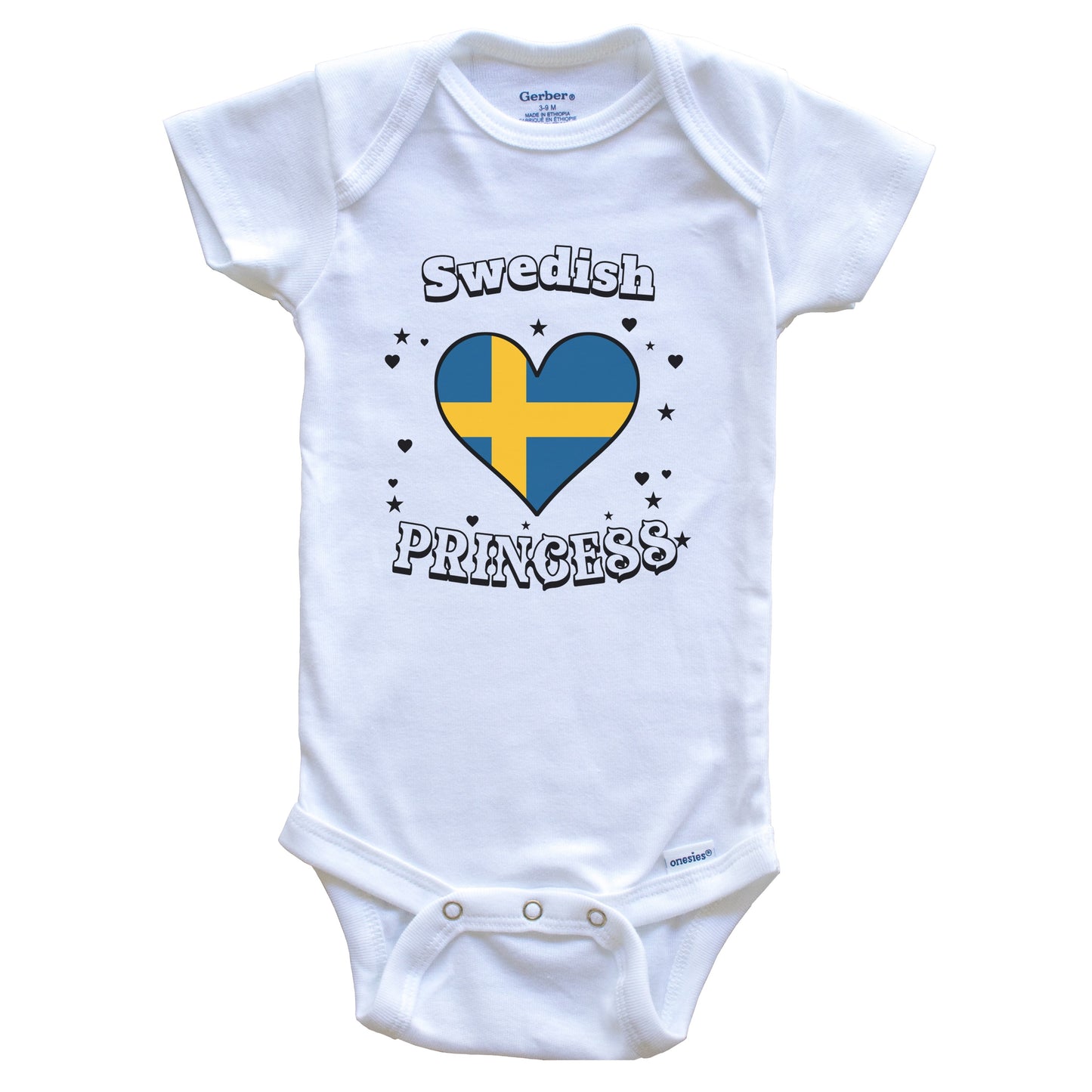 Swedish Princess Sweden Flag Heart Baby Girl Bodysuit