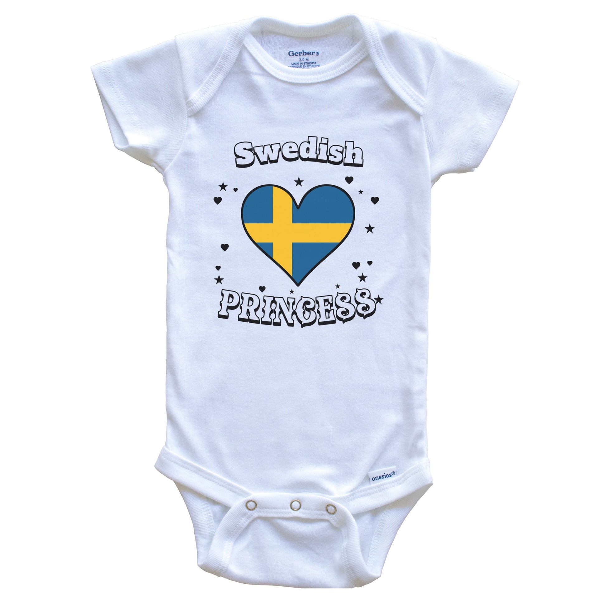 Swedish Princess Sweden Flag Heart Baby Girl Bodysuit