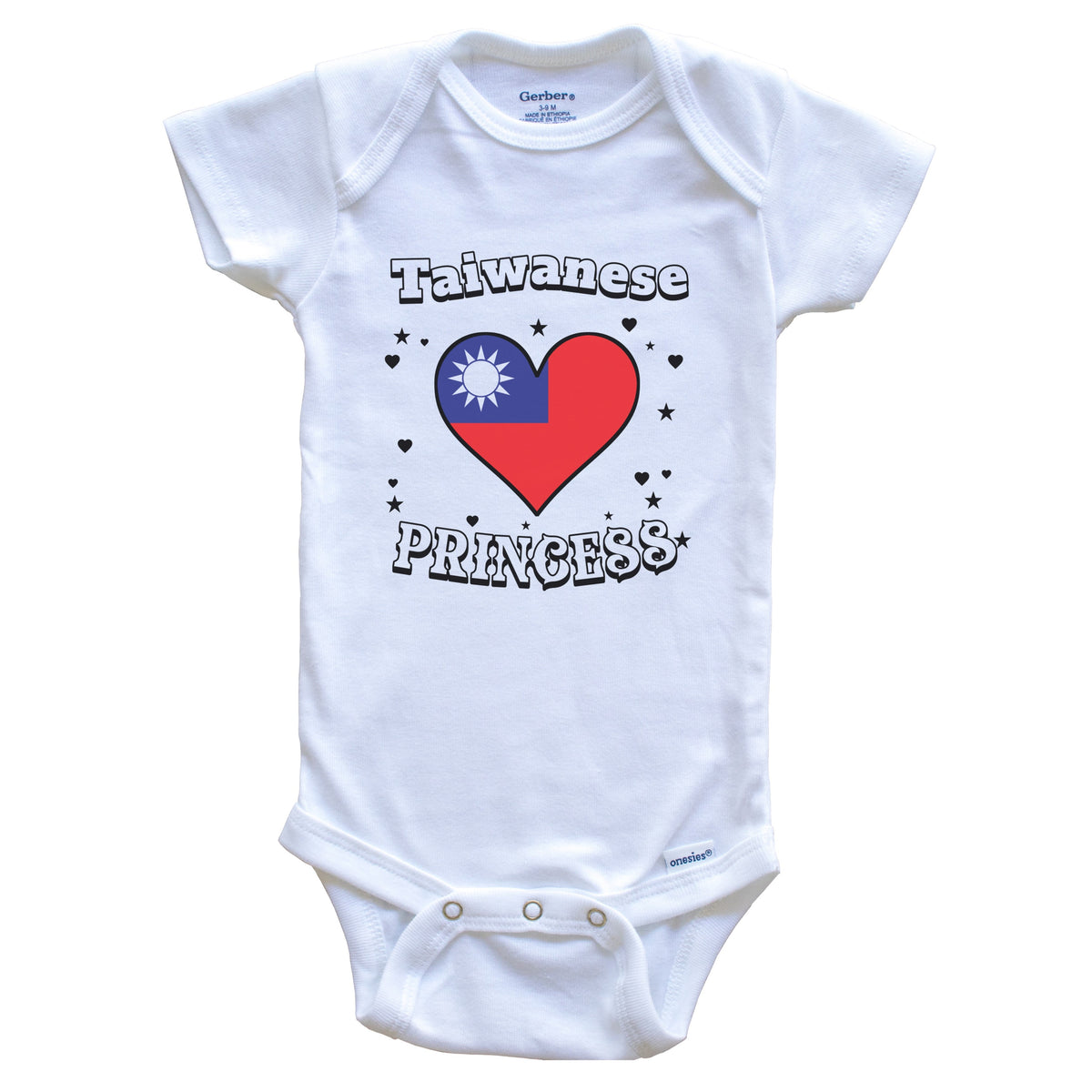 Taiwanese Princess Taiwan Flag Heart Baby Girl Bodysuit