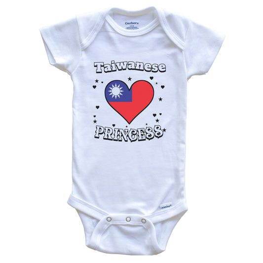 Taiwanese Princess Taiwan Flag Heart Baby Girl Bodysuit
