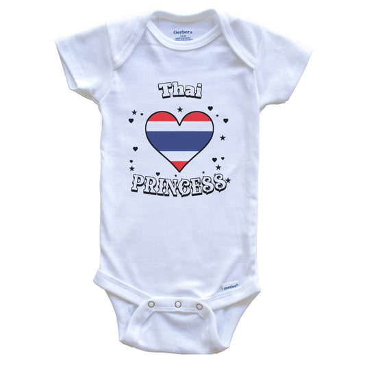 Thai Princess Thailand Flag Heart Baby Girl Bodysuit