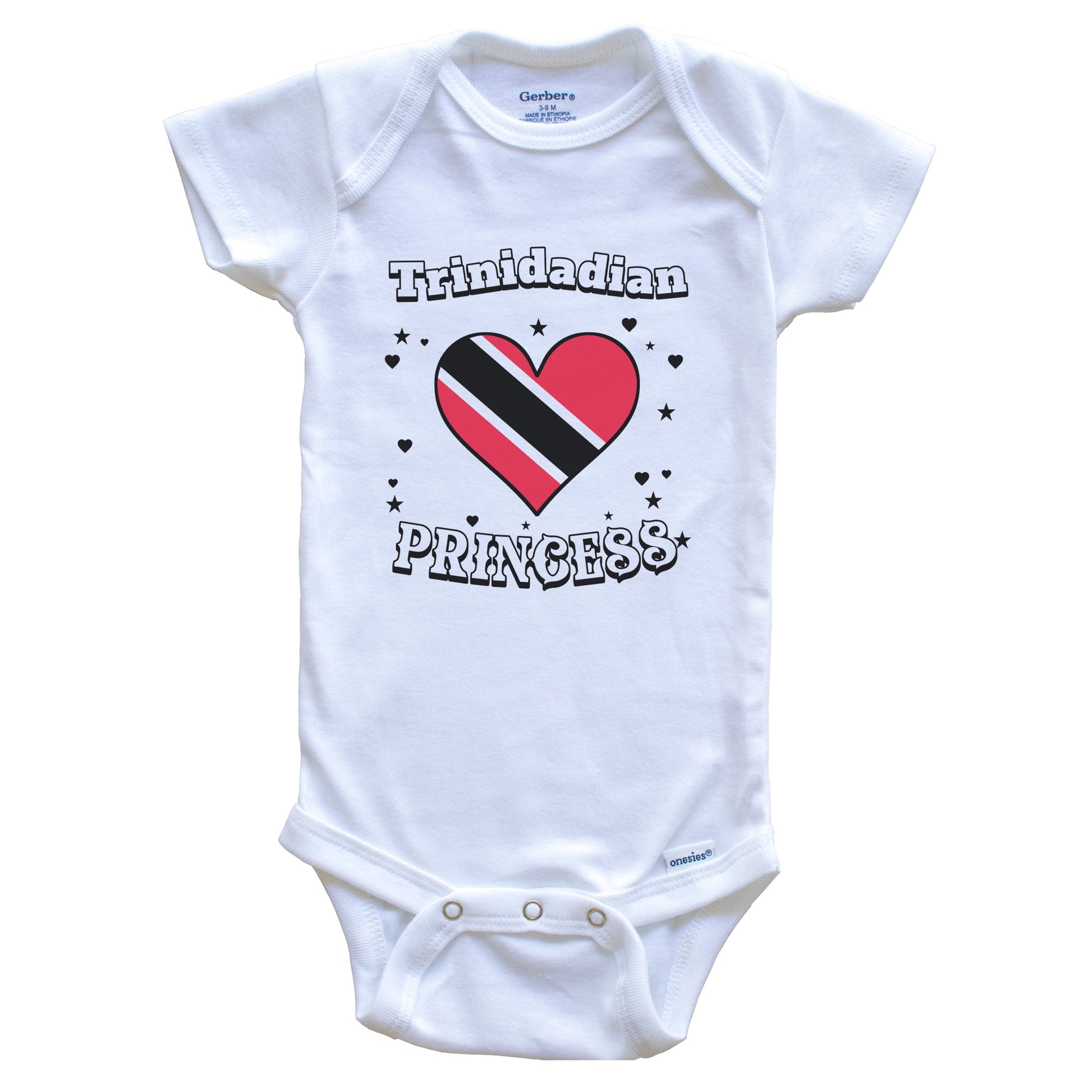 Trinidadian Princess Trinidad and Tobago Flag Heart Baby Girl Bodysuit