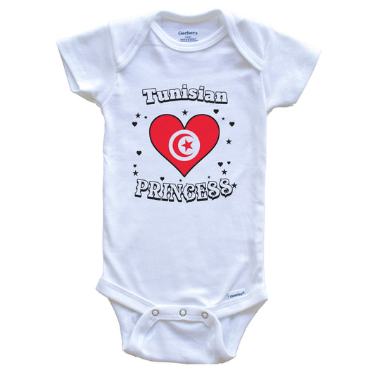 Tunisian Princess Tunisia Flag Heart Baby Girl Bodysuit