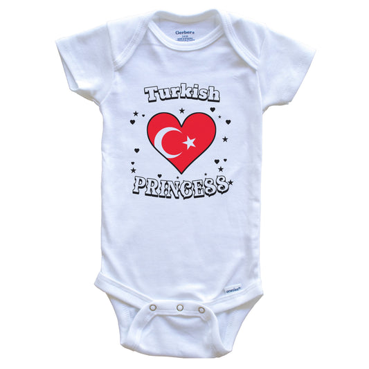 Turkish Princess Turkey Flag Heart Baby Girl Bodysuit
