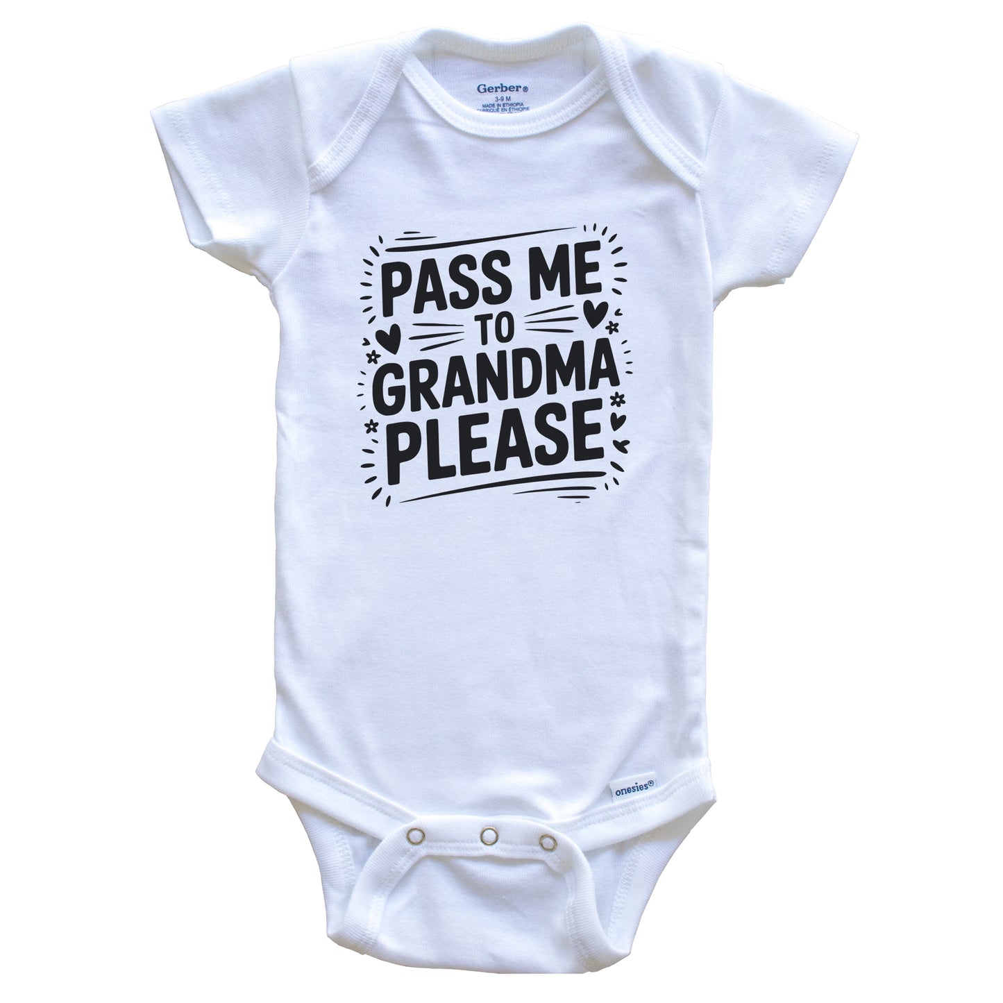 Pass Me To Grandma Please Funny Grandchild Baby Bodysuit