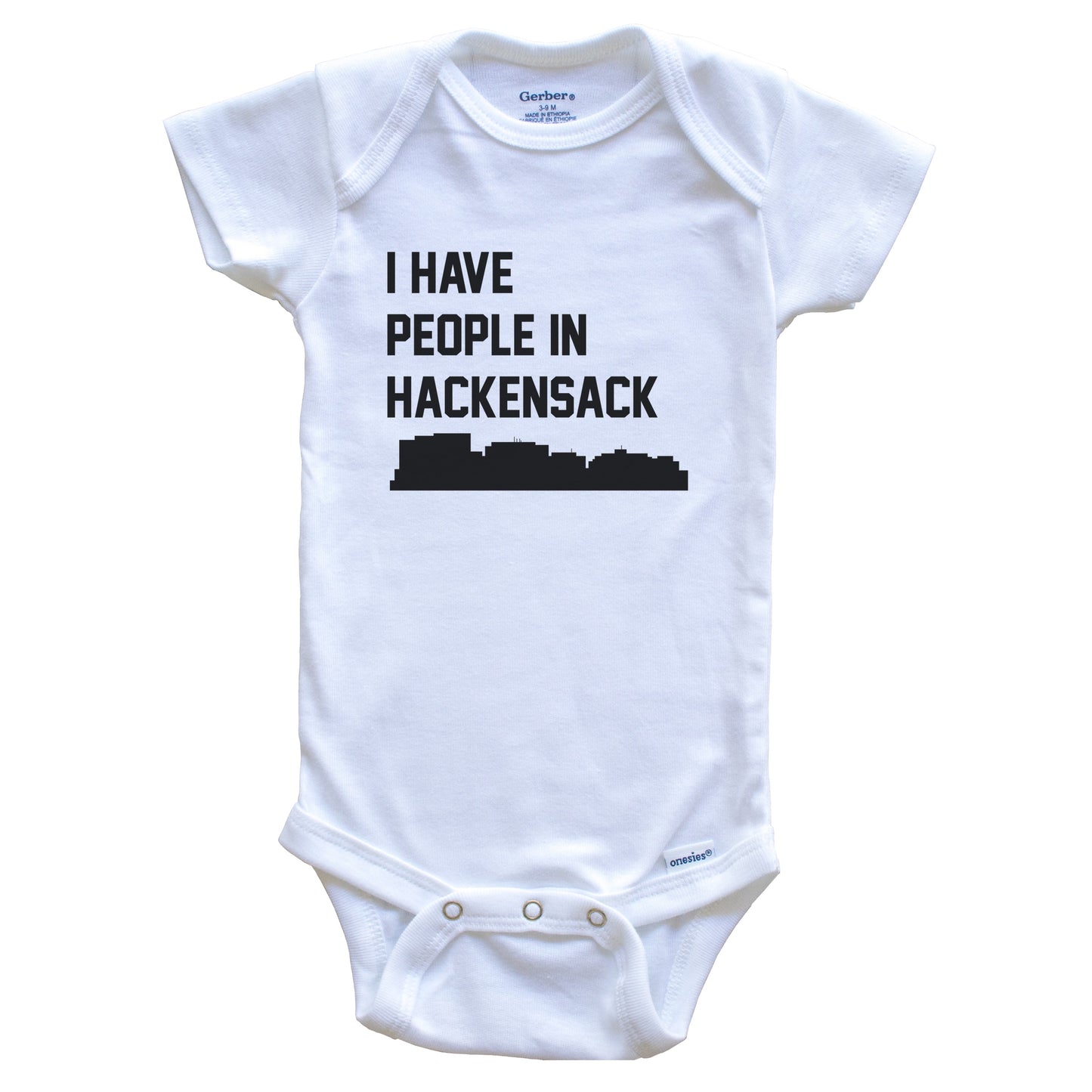 I Have People In Hackensack New Jersey Skyline Baby Bodysuit