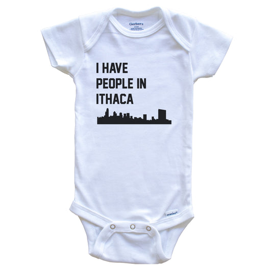 I Have People In Ithaca New York Skyline Baby Bodysuit