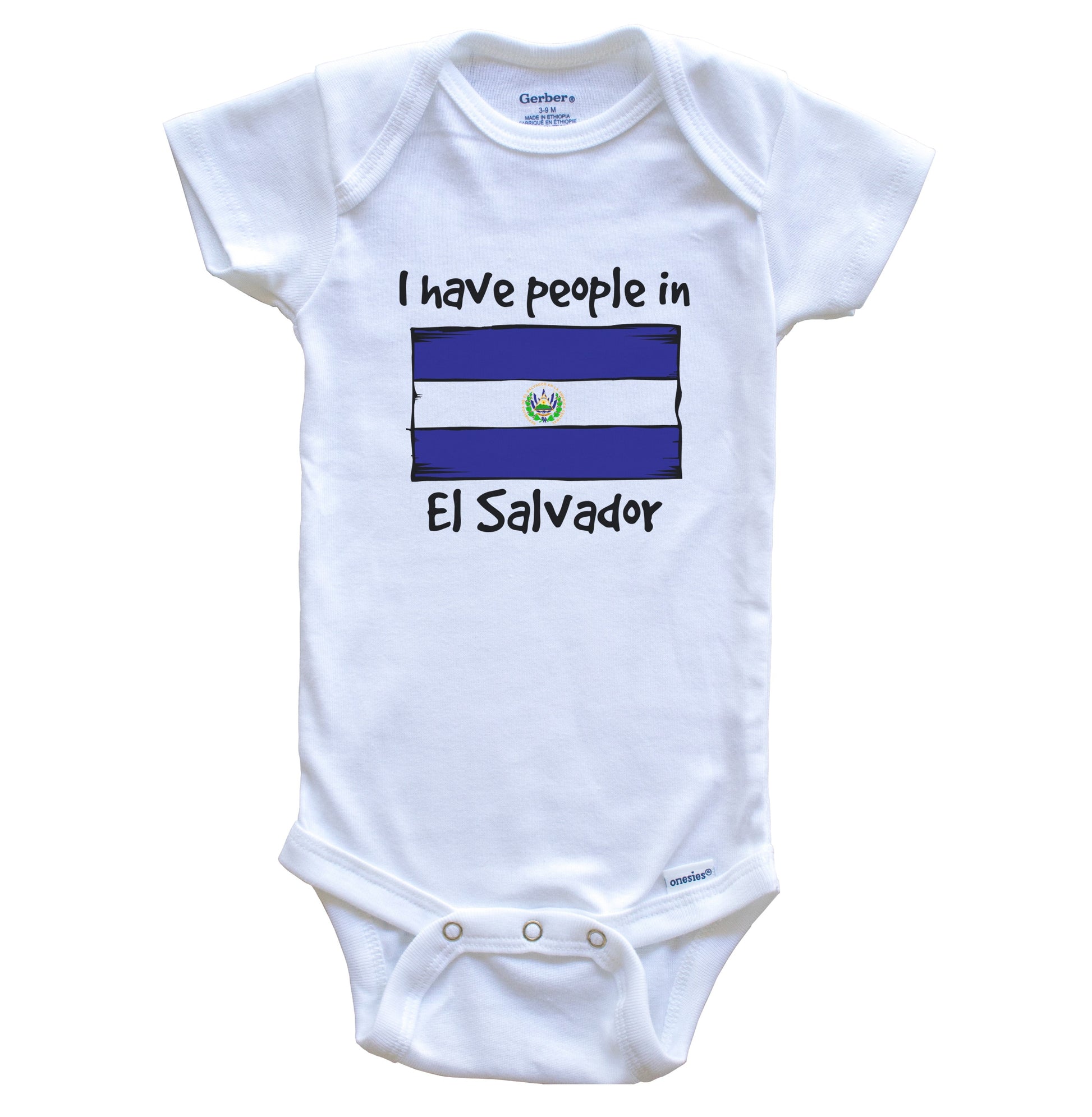 I Have People In El Salvador Salvadorian Flag Baby Bodysuit