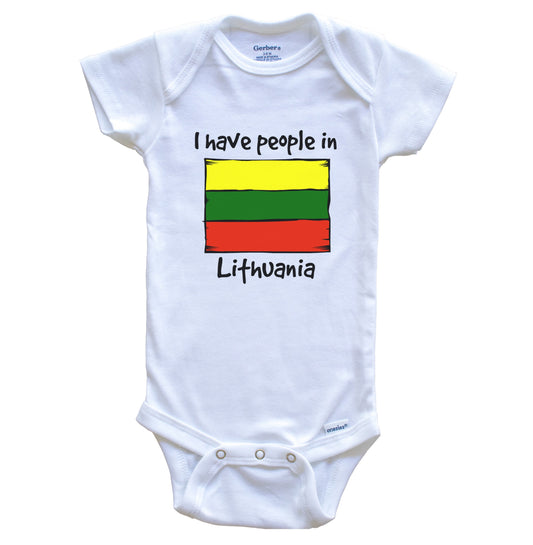 I Have People In Lithuania Lithuanian Flag Baby Bodysuit