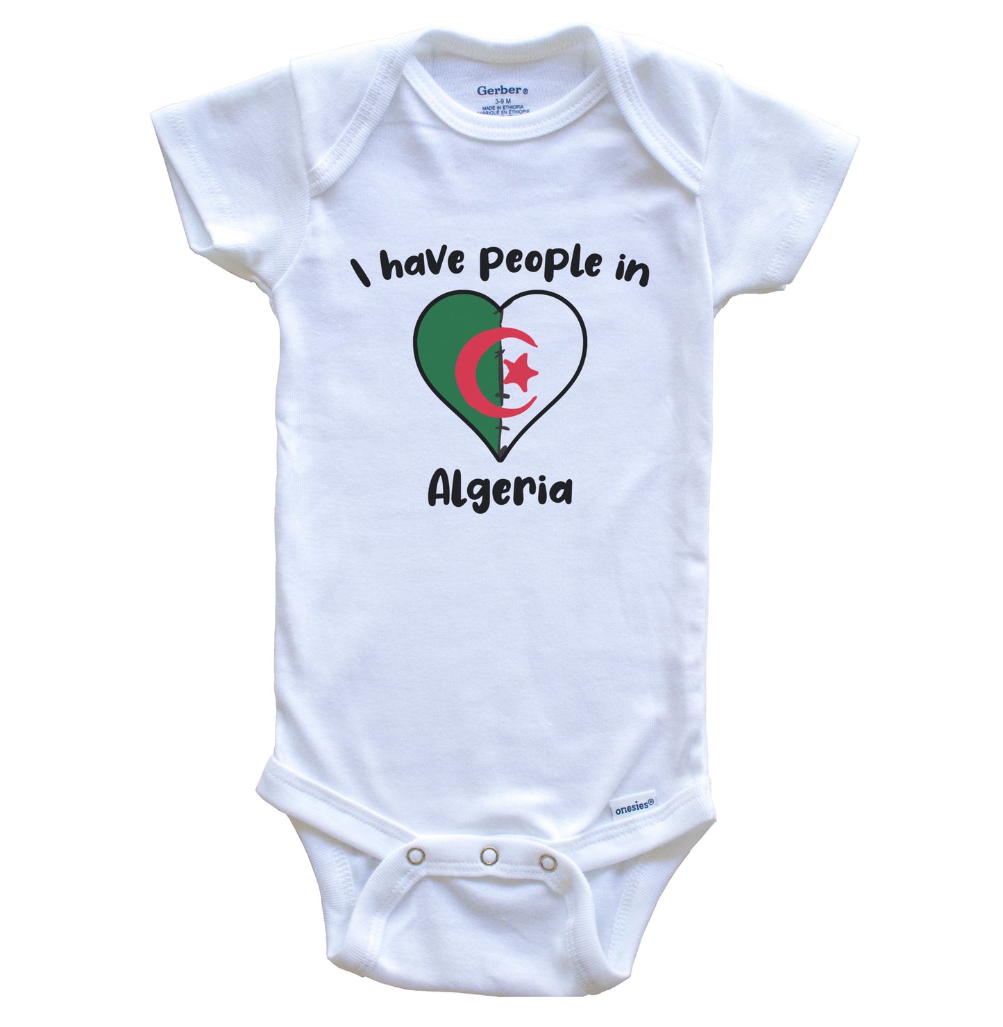 Algerian Flag Heart I Have People In Algeria Baby Bodysuit