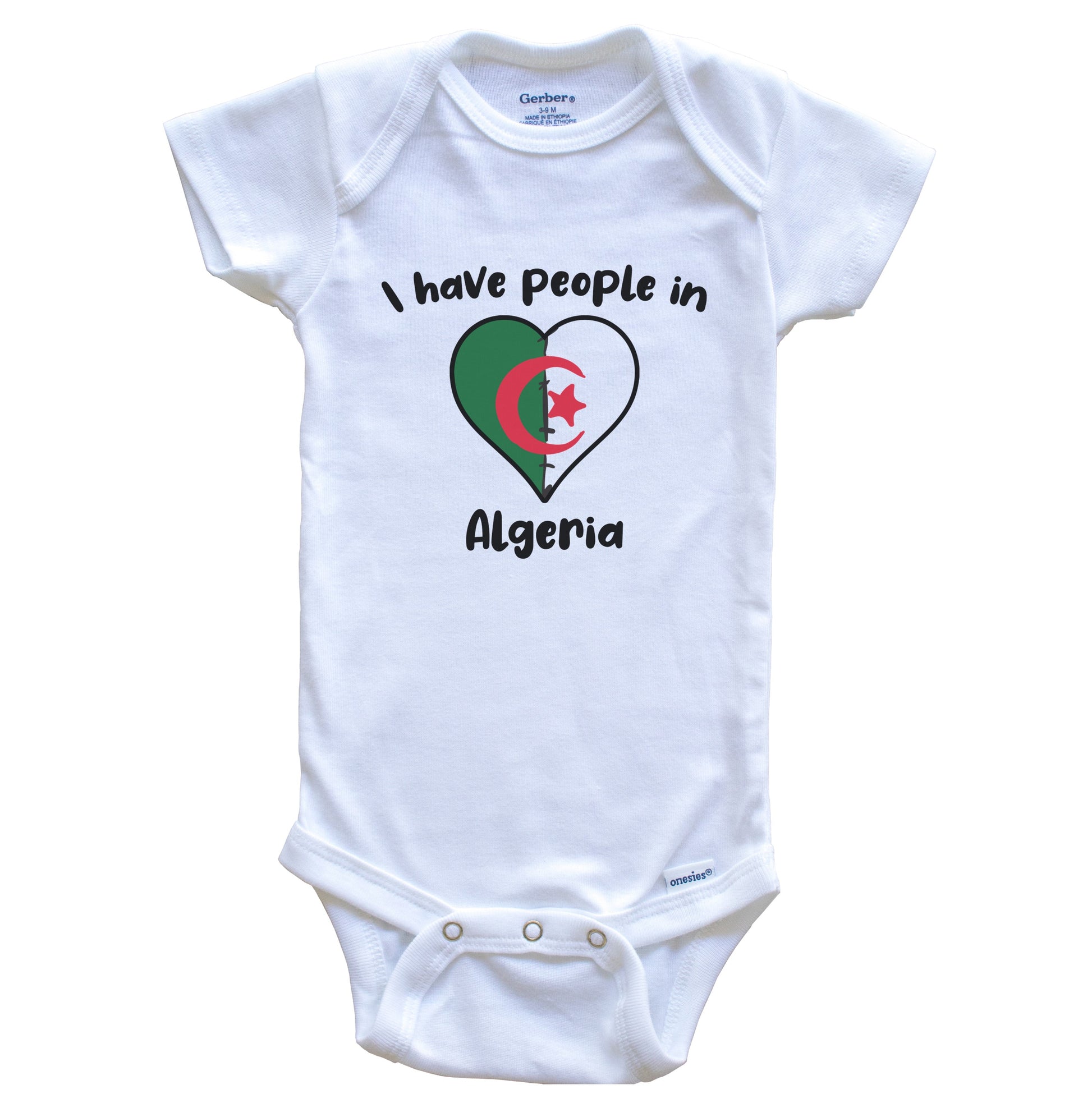 Algerian Flag Heart I Have People In Algeria Baby Bodysuit