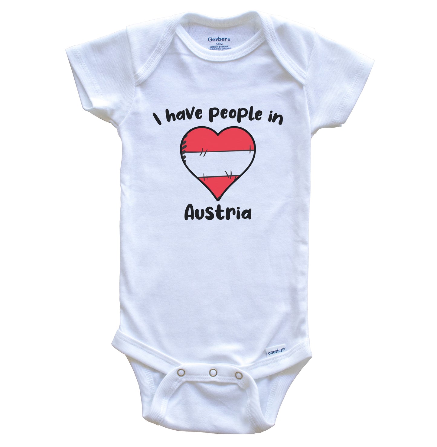 Austrian Flag Heart I Have People In Austria Baby Bodysuit