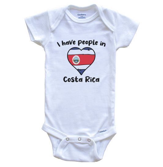 Costa Rican Flag Heart I Have People In Costa Rica Baby Bodysuit