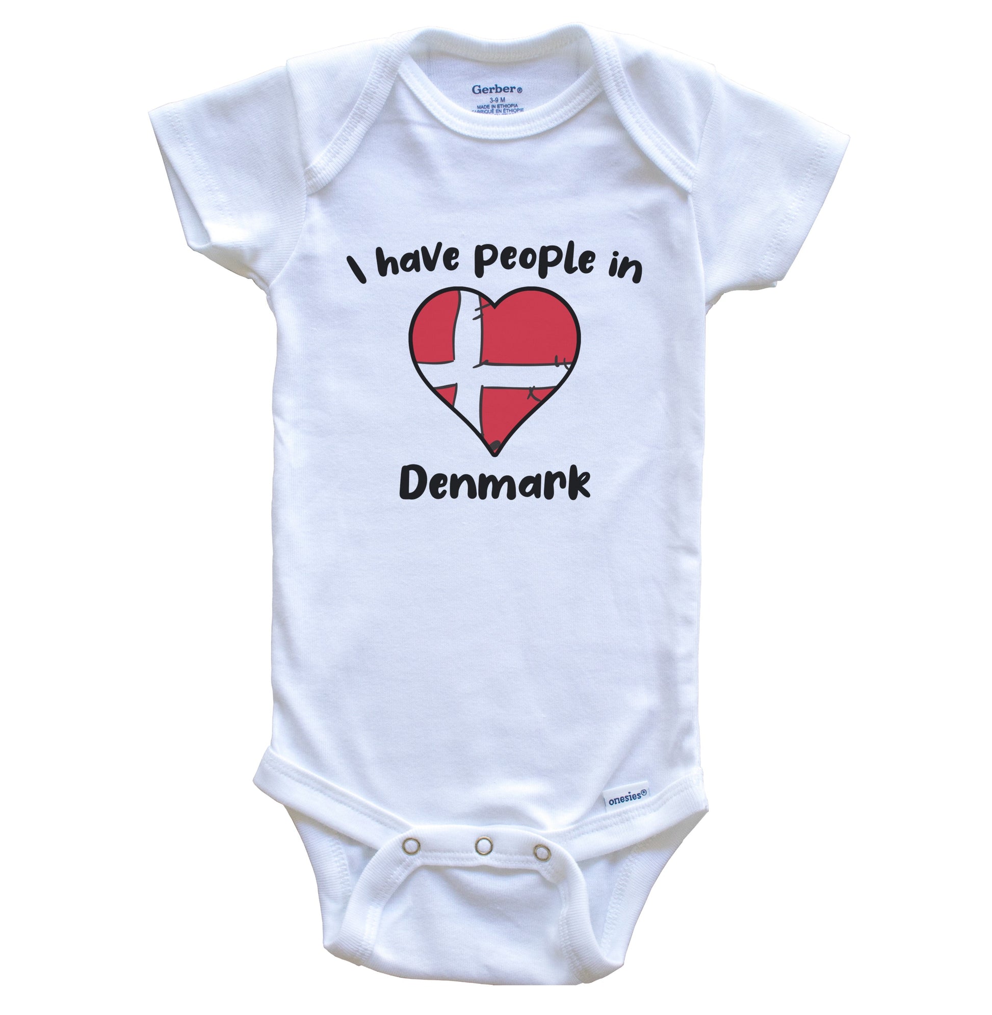 Danish Flag Heart I Have People In Denmark Baby Bodysuit
