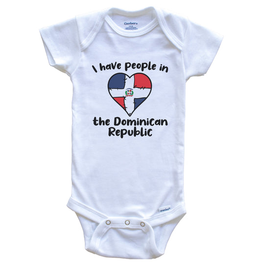 Dominican Flag Heart I Have People In the Dominican Republic Baby Bodysuit