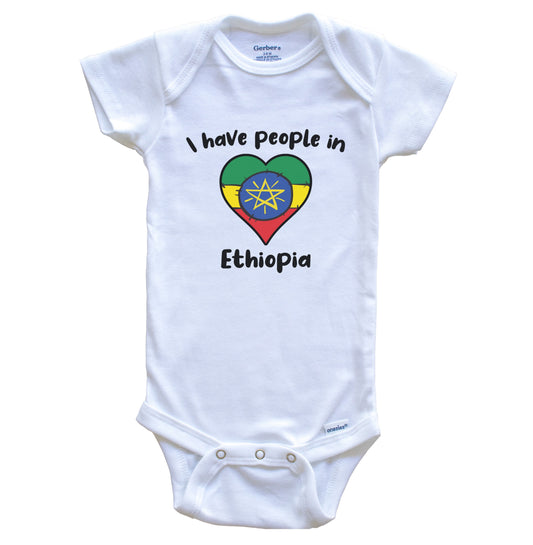 Ethiopian Flag Heart I Have People In Ethiopia Baby Bodysuit