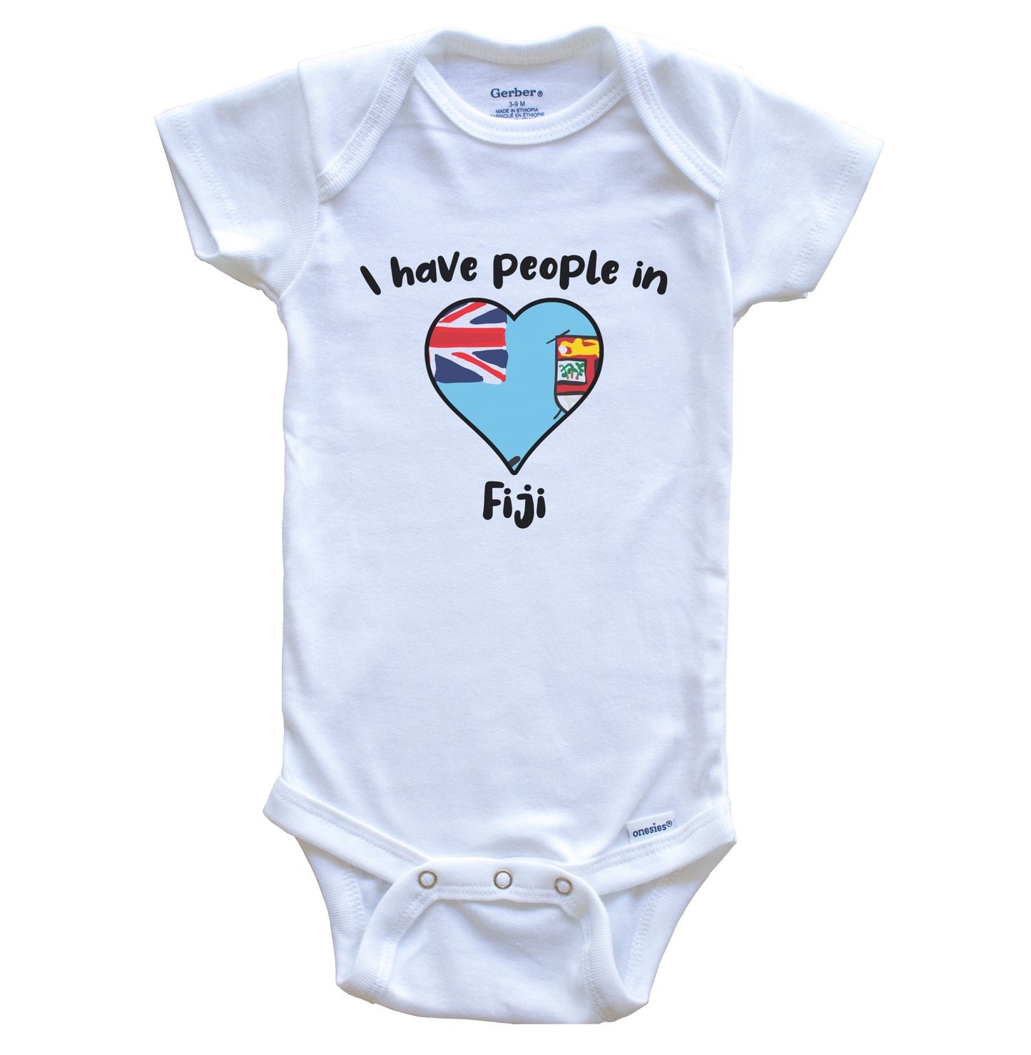 Fijian Flag Heart I Have People In Fiji Baby Bodysuit