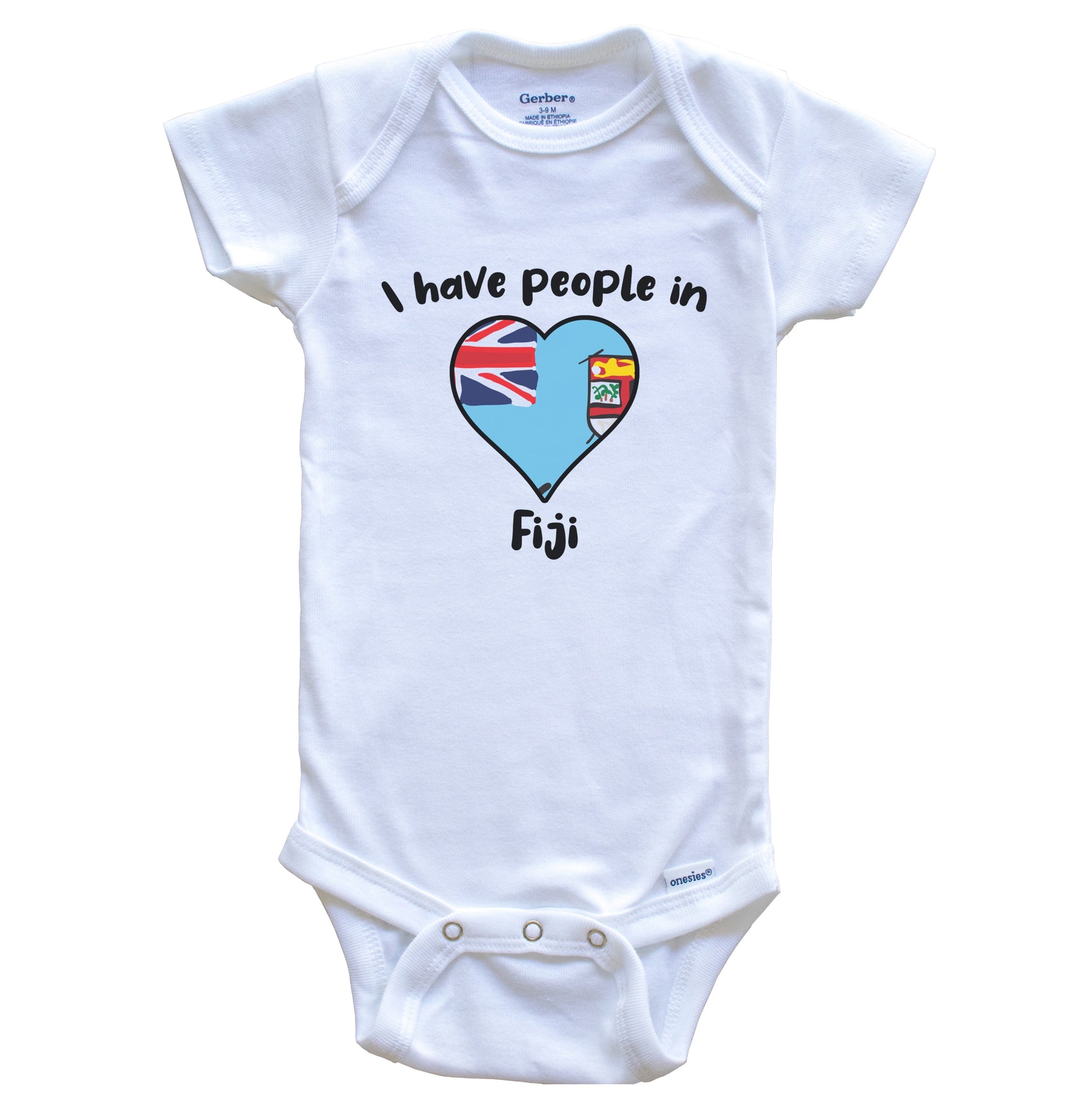 Fijian Flag Heart I Have People In Fiji Baby Bodysuit