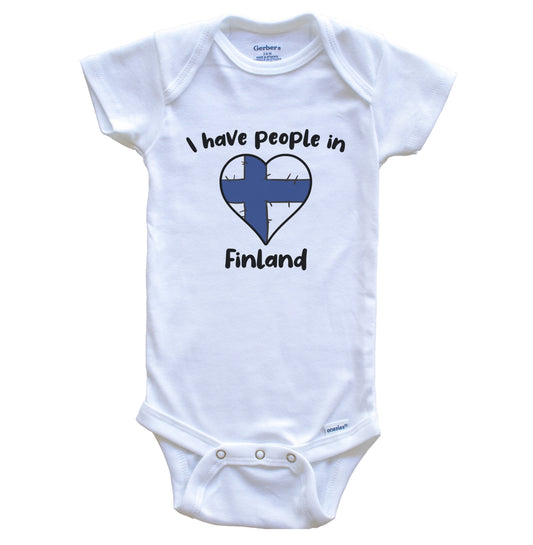 Finnish Flag Heart I Have People In Finland Baby Bodysuit