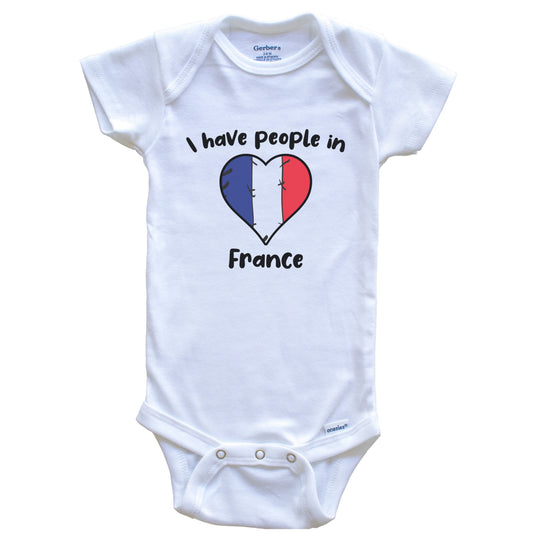 French Flag Heart I Have People In France Baby Bodysuit
