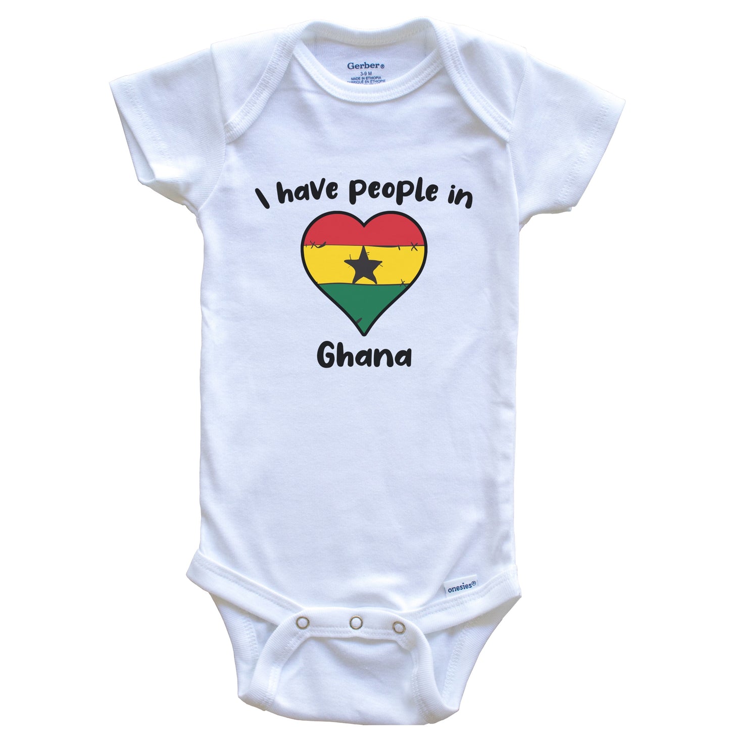 Ghanaian Flag Heart I Have People In Ghana Baby Bodysuit