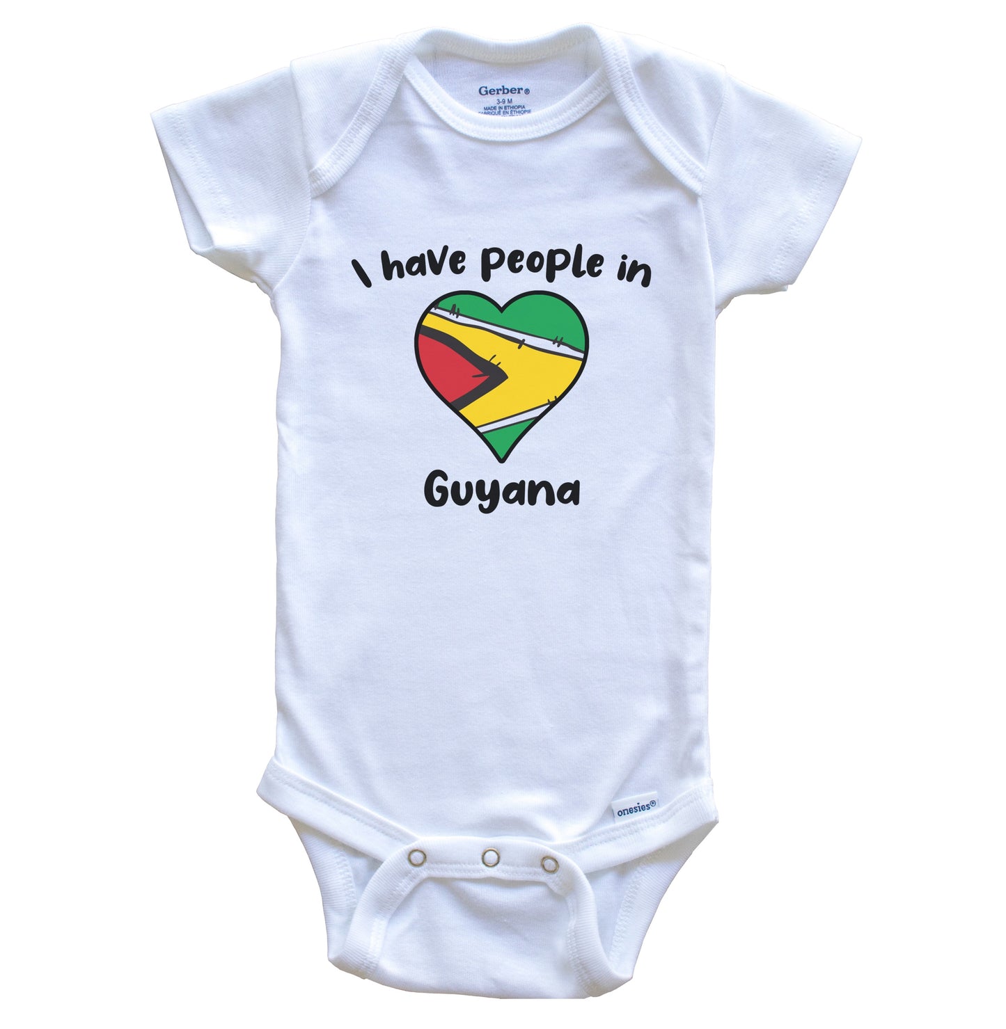Guyanese Flag Heart I Have People In Guyana Baby Bodysuit