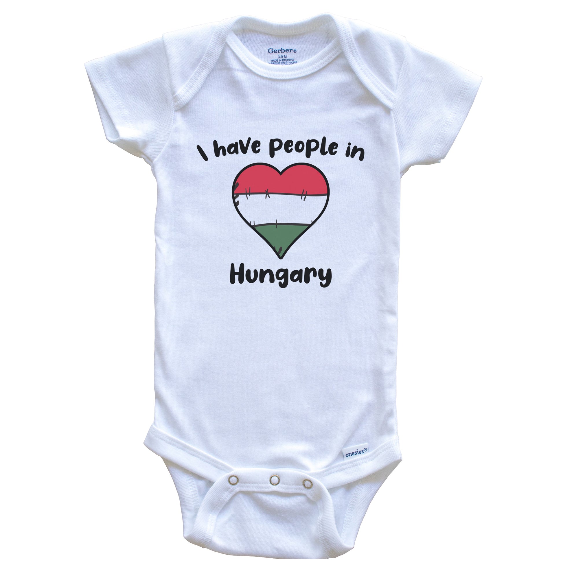 Hungarian Flag Heart I Have People In Hungary Baby Bodysuit