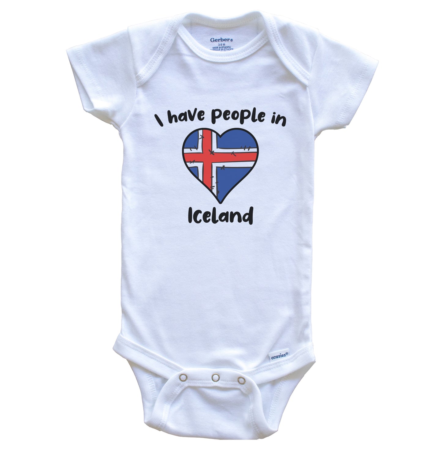 Icelandic Flag Heart I Have People In Iceland Baby Bodysuit