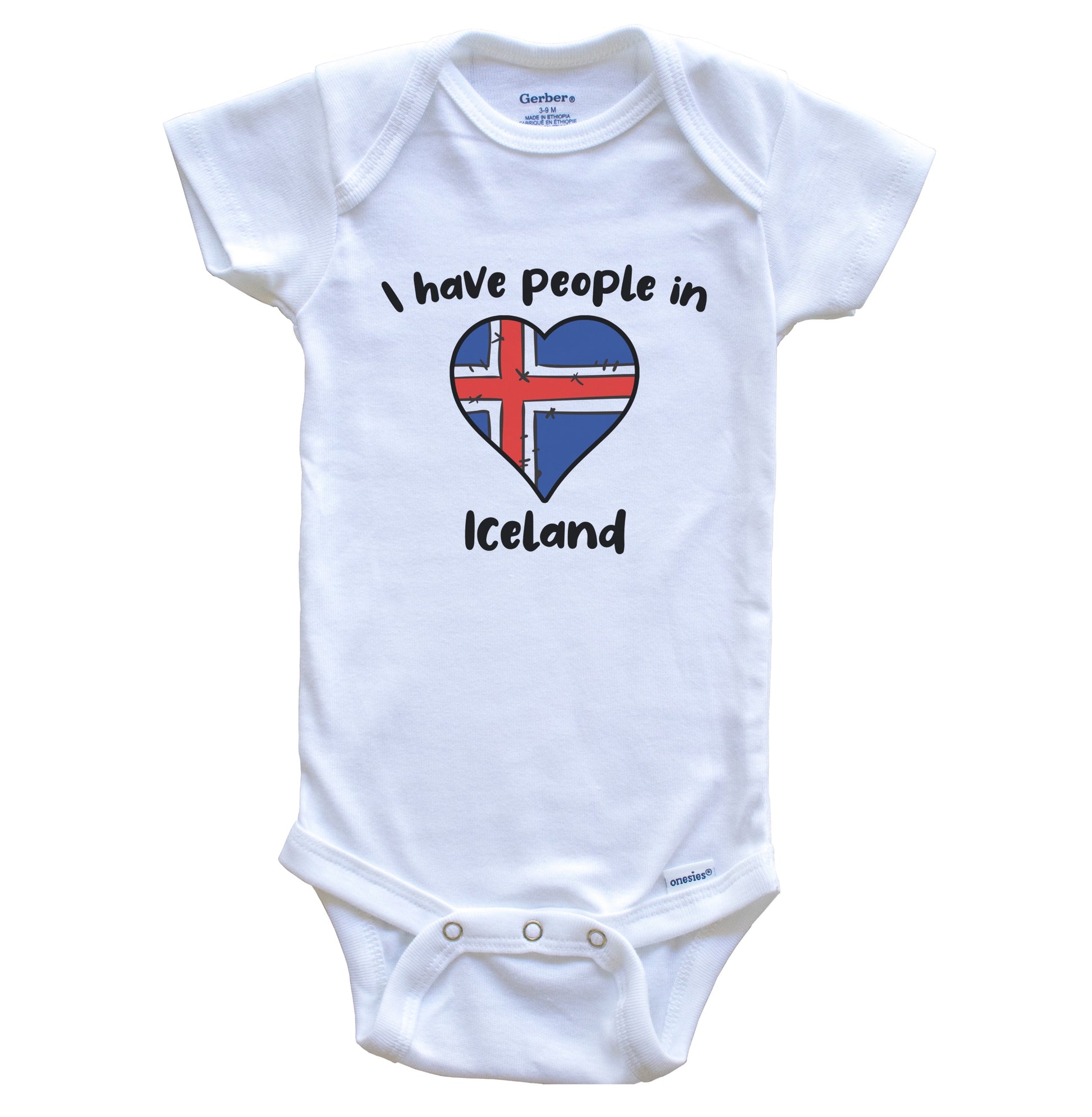 Icelandic Flag Heart I Have People In Iceland Baby Bodysuit