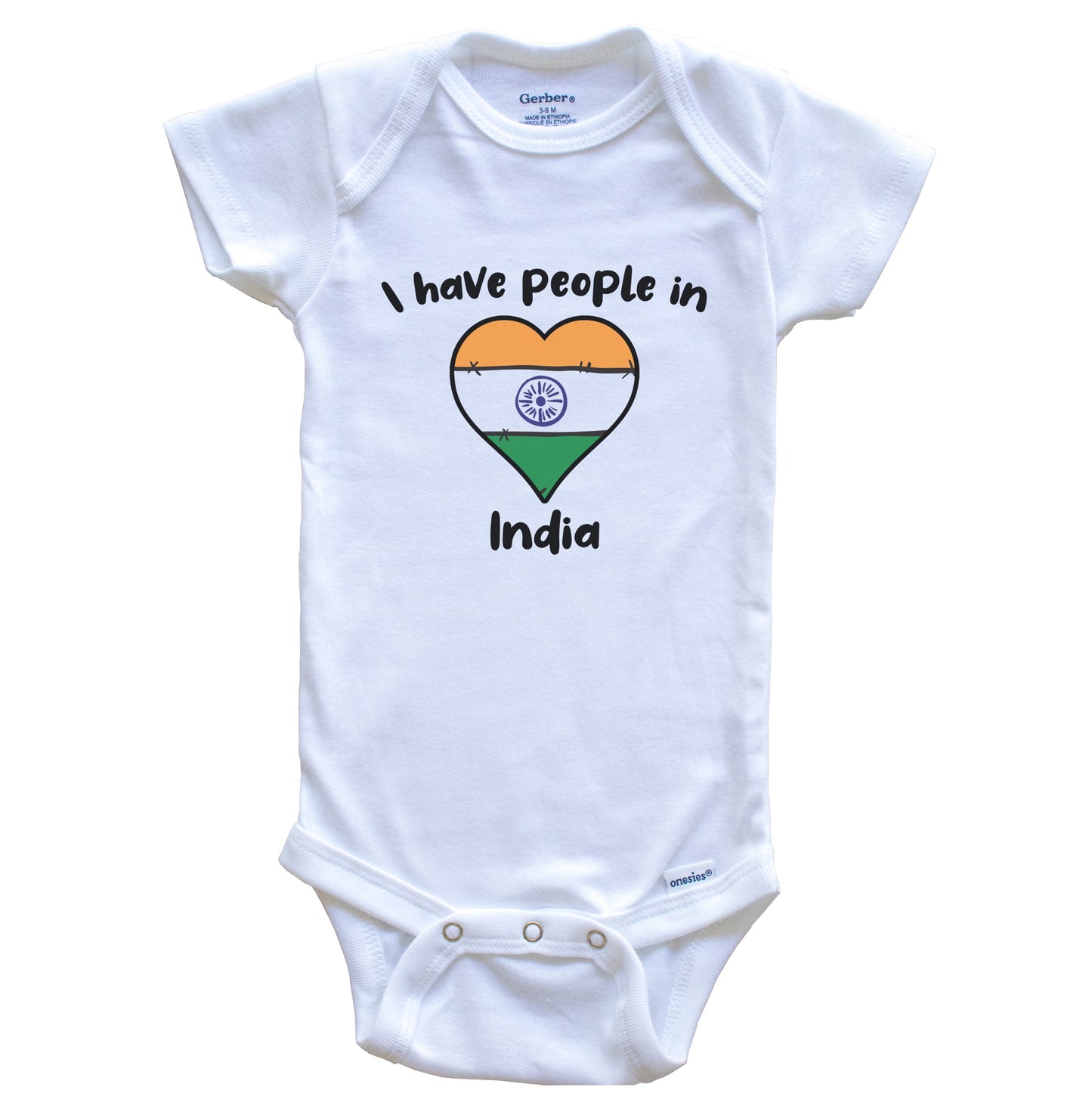 Indian Flag Heart I Have People In India Baby Bodysuit
