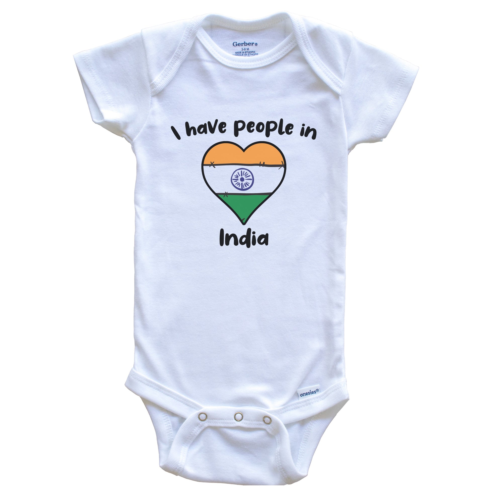 Indian Flag Heart I Have People In India Baby Bodysuit