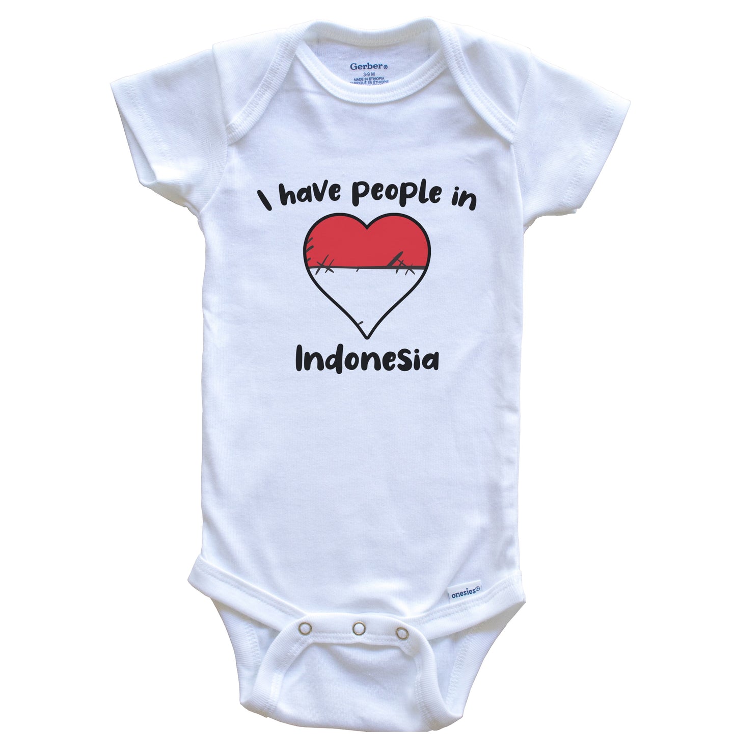 Indonesian Flag Heart I Have People In Indonesia Baby Bodysuit