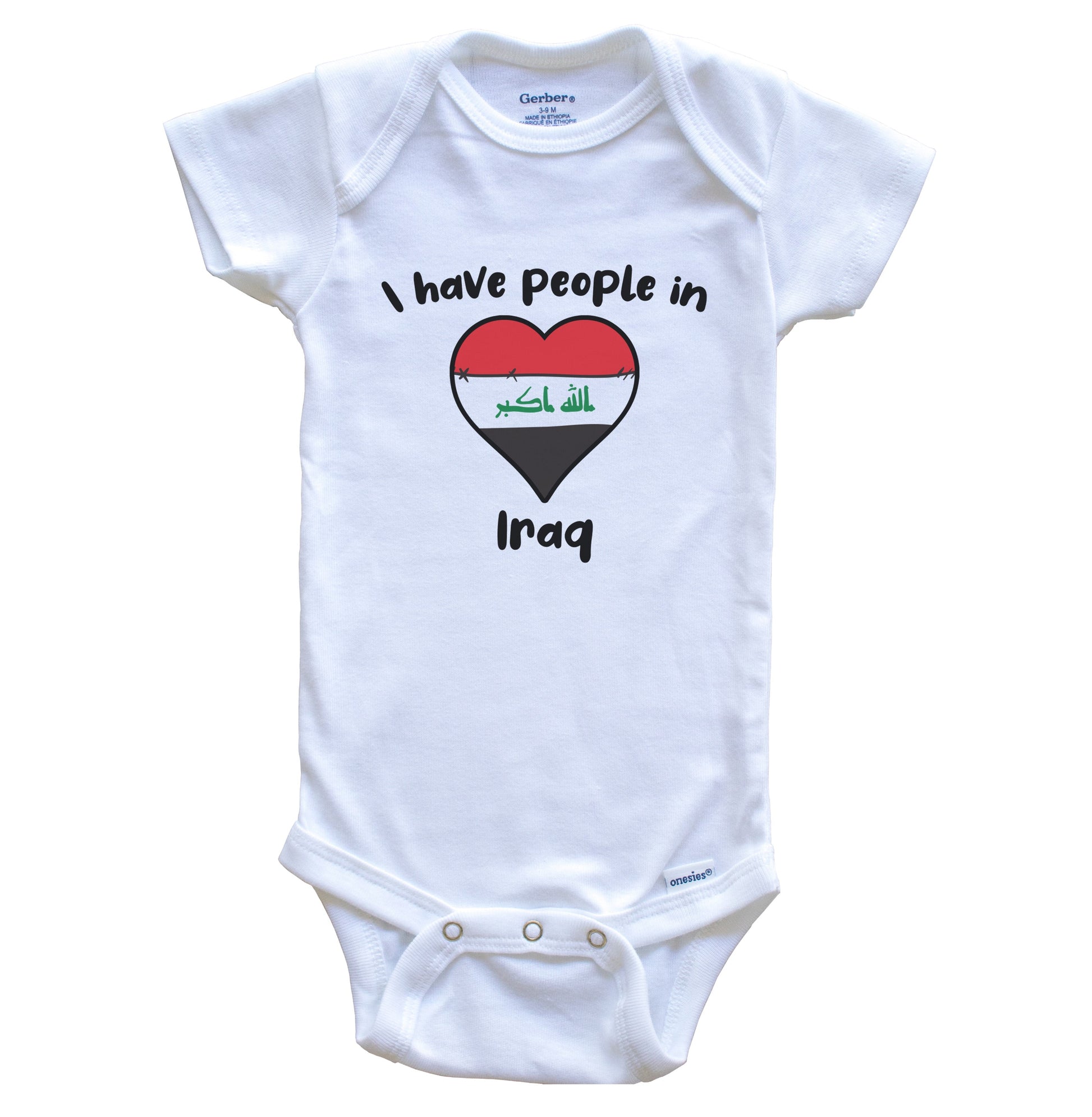 Iraqi Flag Heart I Have People In Iraq Baby Bodysuit
