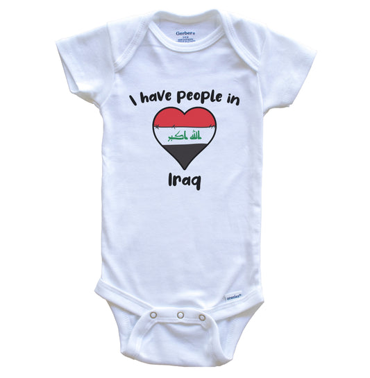 Iraqi Flag Heart I Have People In Iraq Baby Bodysuit