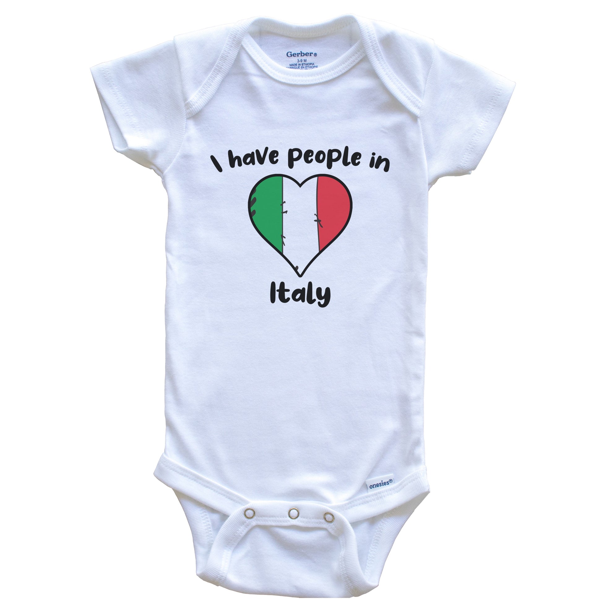 Italian Flag Heart I Have People In Italy Baby Bodysuit