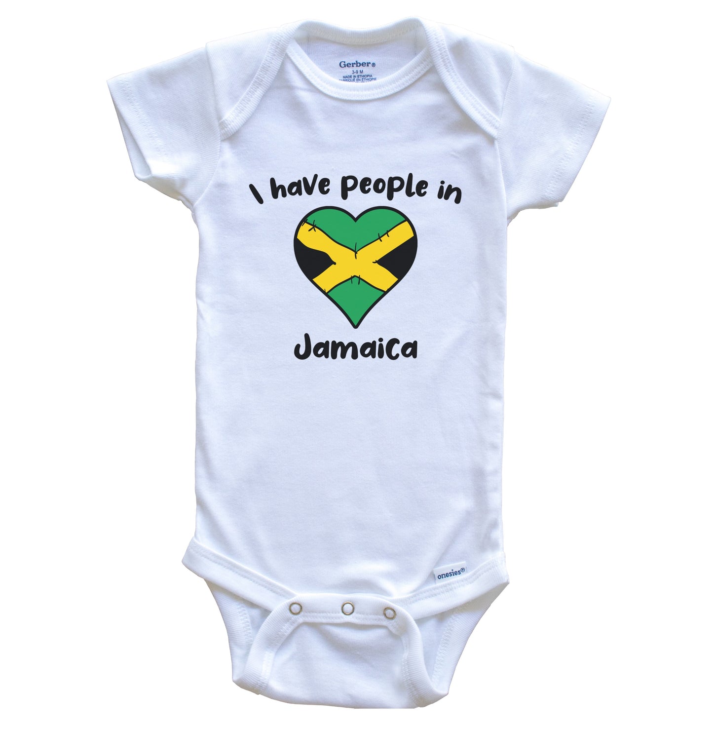 Jamaican Flag Heart I Have People In Jamaica Baby Bodysuit