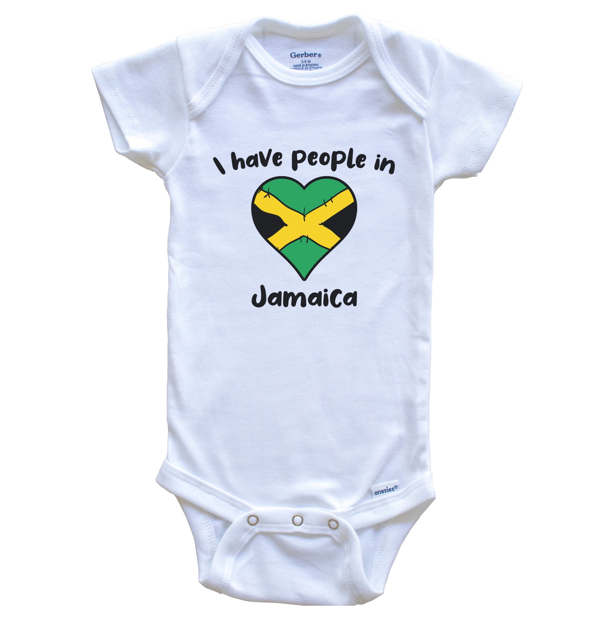 Jamaican Flag Heart I Have People In Jamaica Baby Bodysuit