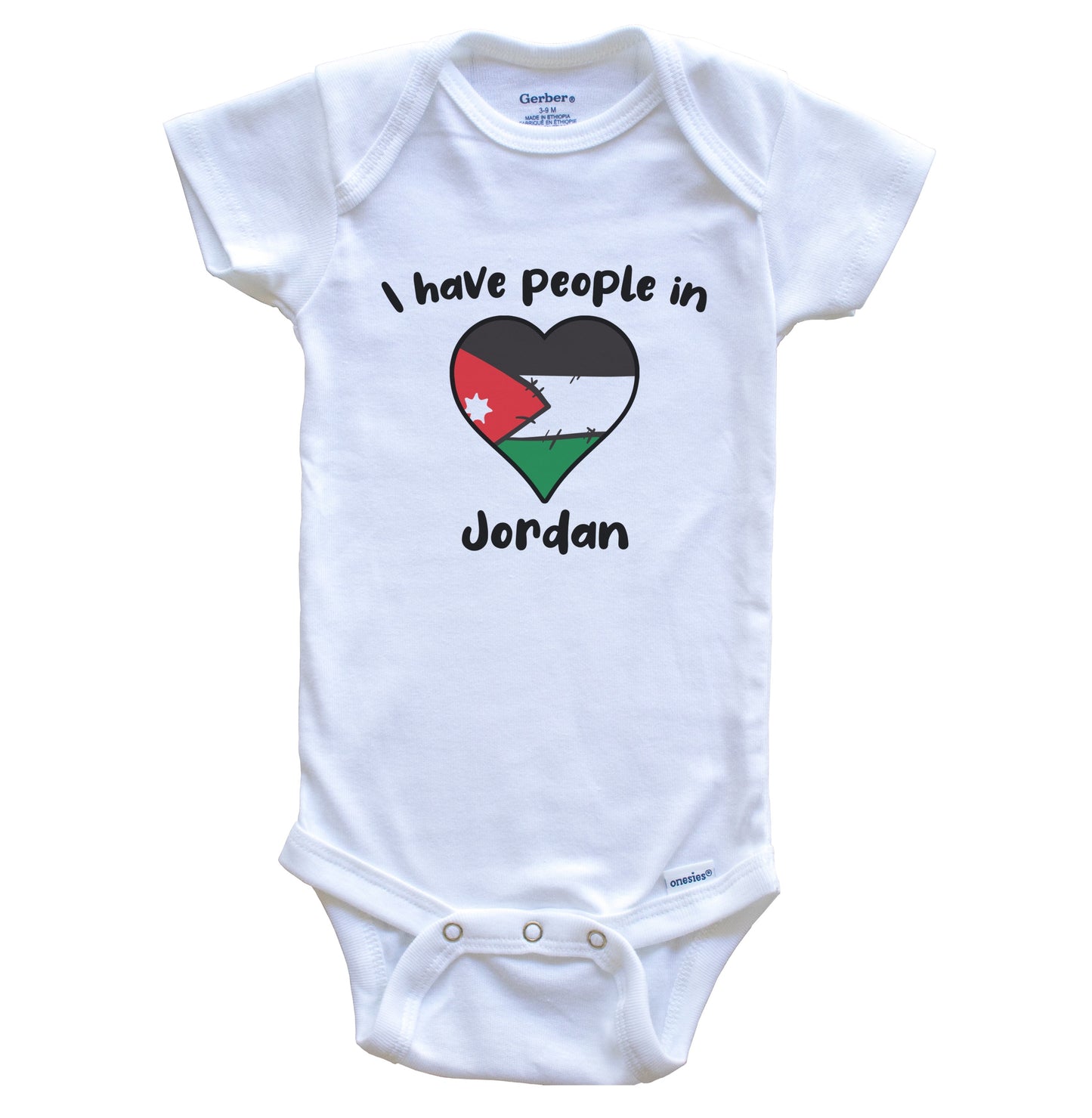 Jordanian Flag Heart I Have People In Jordan Baby Bodysuit